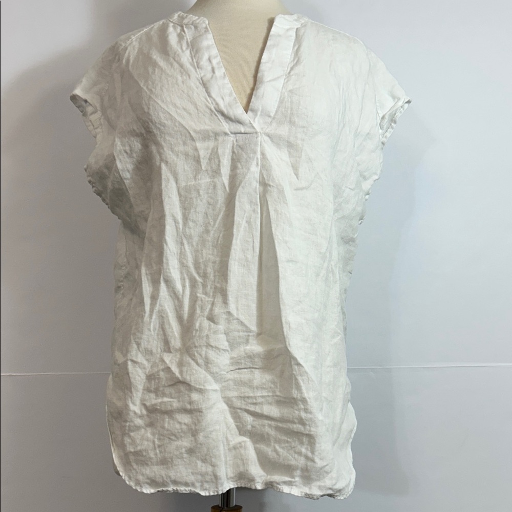 Women's‎ White Pure Linen Top Size 10